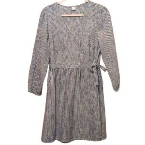 OLD NAVY Wrap Striped Blue Cotton Dress Size Medium